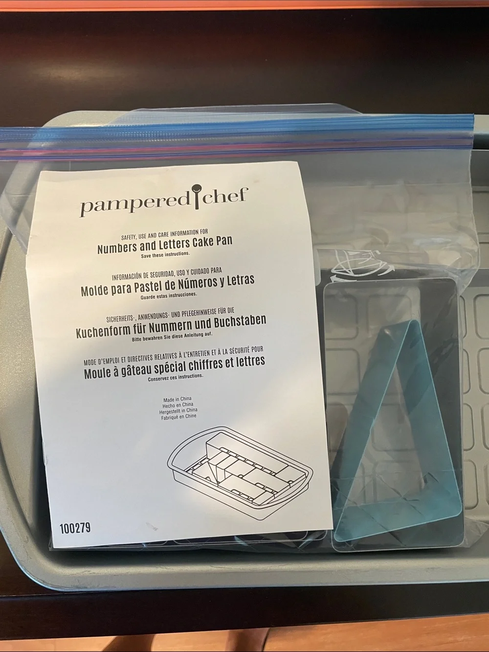 The Pampered Chef Numbers and Letters Cake Pan with Teal Letter Inserts